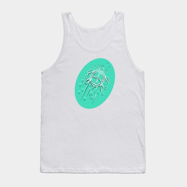 Swimming Turtle - Drop Shadow Tank Top by sketchtodigital